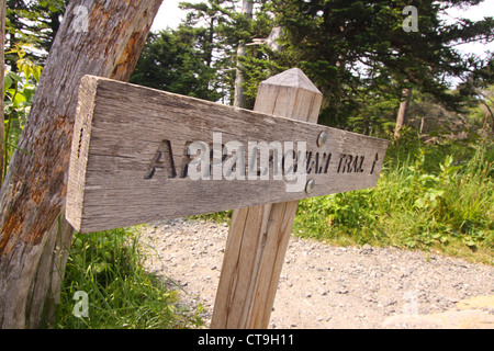 The appalachian trail sign as it crosses Clingman's Dome in Great Smoky mountains national park in tennessee and north carolina Stock Photo