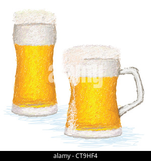 closeup illustration of a glass of cold beer with copyspace. Stock Photo