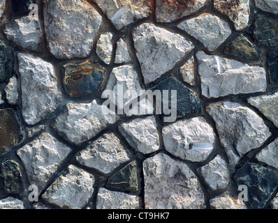 Random stone wall, Wales, UK. Stock Photo