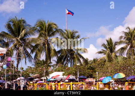 Spectators at The Battle of Mactan reenactment or Kadaugan Festival, Lapu-Lapu City, Philippines Stock Photo