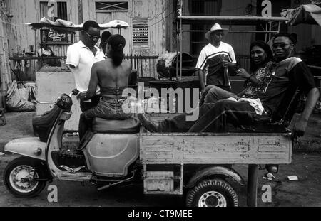 Cubans on the street to chat Stock Photo