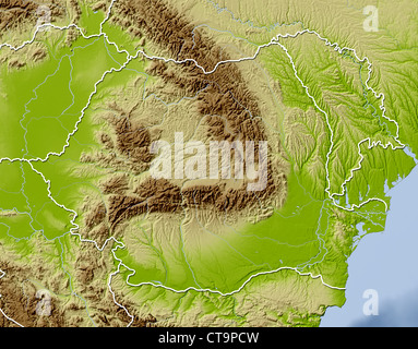 Romania, shaded relief map Stock Photo