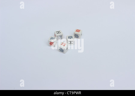 nice image of five dices on white background Stock Photo