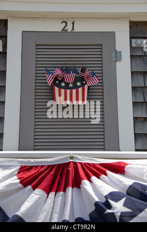 Massachusetts, New England, Nantucket. Patriotic home decorations. Stock Photo
