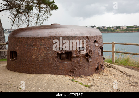 The gnarled remains of a German Gun Encasement, St Malo, Brittany, France Stock Photo