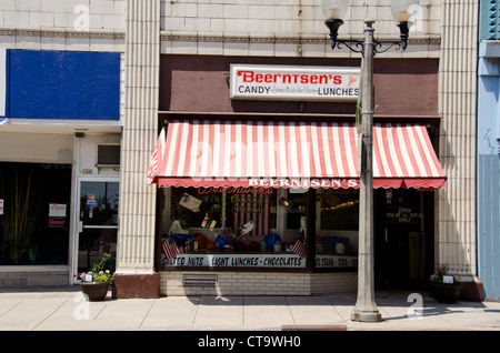 Wisconsin, Manitowoc. Downtown, 8th street. Beerntsen's Confectionery. Stock Photo