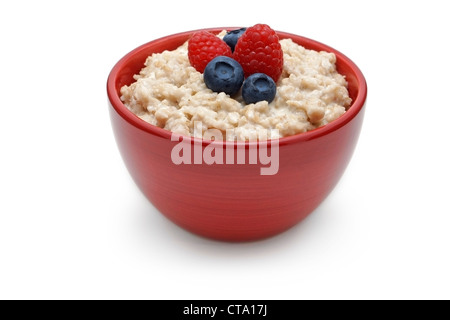 Oatmeal, Bowl of Oatmeal Porridge with Berries Stock Photo