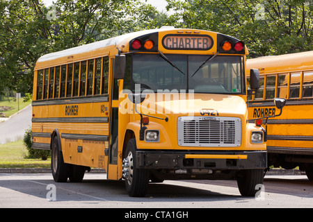 Parked school bus Stock Photo