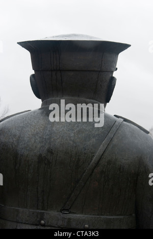 The Bobby at the Market place statue (Toripolliisi)  from behind in Oulu Finland Stock Photo