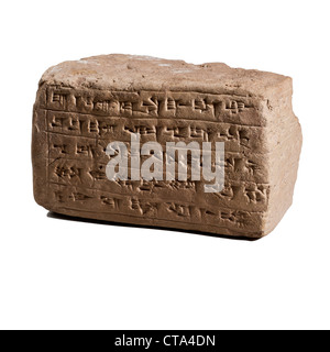 Fragmentary clay brick with Cuneiform inscription. 2nd Millennium BCE Stock Photo