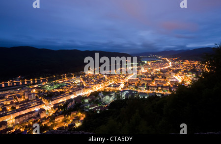 city in summer night, Piatra Neamt, Romania Stock Photo