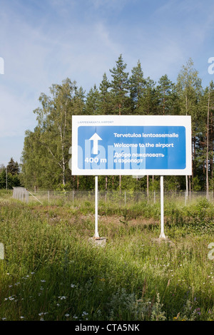 Welcome to the airport sign, Lappeenranta Finland Stock Photo