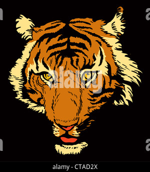 vector t-shirt design with raging tiger Stock Photo