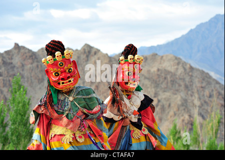 Mask dance at monastery festival, Phyang, Leh, valley of Indus, Ladakh, Jammu and Kashmir, India Stock Photo