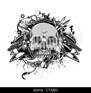vector vintage emblem with skull Stock Photo - Alamy