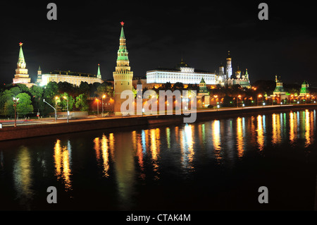 View from across the river of the Grand Kremlin Palace, Moscow. Stock Photo