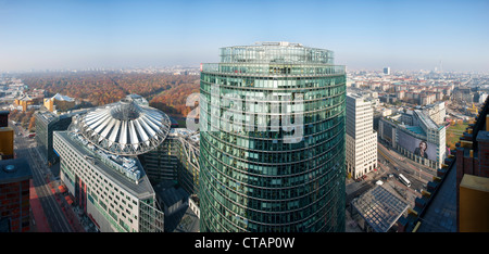 Look of the Kollhoff Tower, Sony Centre, DB Tower, Potsdamer Platz, Berlin, Germany, Europe Stock Photo