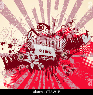 vector concert poster with cassette Stock Photo - Alamy