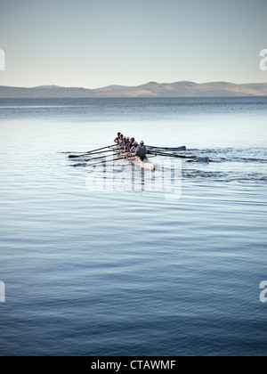 Rowing in Hobart harbour, Tasman Sea, Tasmania, Australia Stock Photo