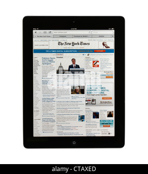 The New York Times online version on an iPAD