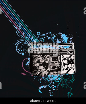 retro concert poster with cassette Stock Photo - Alamy