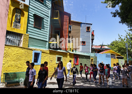 Colorful Houses in Caminito, La Boca, Buenos Aires, Argentina Stock Photo