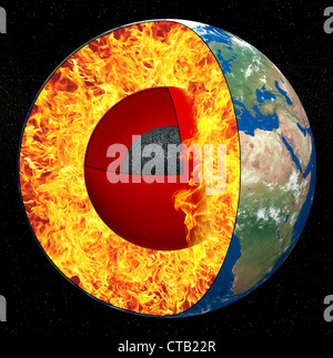 Earth core on a black background Stock Photo