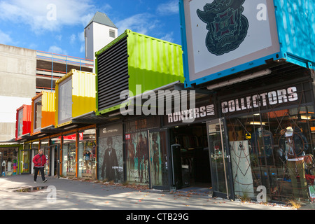 Post-quake Christchurch, New Zealand - innovative Container City instant shopping mall Stock Photo