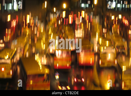 Traffic in motion in Edsa at night, Manila, Makati, Metro Manila, Luzon Island, Philippines, Asia Stock Photo