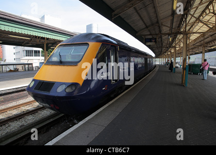 An 125 InterCity British Rail, First Great Western London to Swansea train arriving at Swansea Railway Station, south Wales Stock Photo