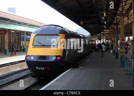 An 125 InterCity British Rail, First Great Western London to Swansea train arriving at Swansea Railway Station, south Wales Stock Photo