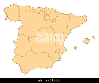 Map of Spain with the several provinces. Stock Photo