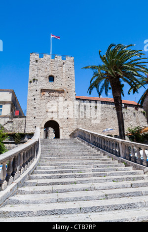 Revelin Tower - main entrance to Korcula's Old Town Stock Photo