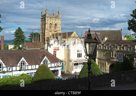 Great Malvern Priory Church in evening light, Malvern, Worcestershire, England, UK Stock Photo