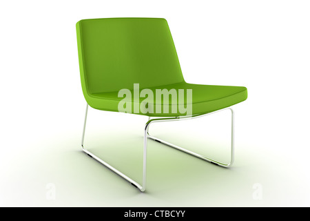 3d green armchair isolated on white background Stock Photo