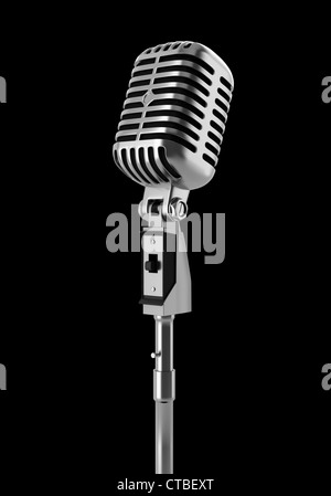 vintage microphone isolated on black background Stock Photo