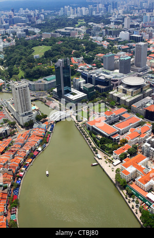 Aerial of Boat Quay and Singapore Stock Photo - Alamy