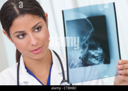 Female woman medical doctor holding x-ray in hospital Stock Photo