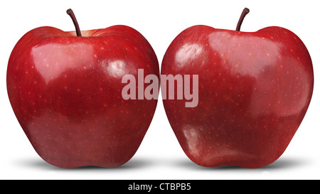 Two red apples isolated on white Stock Photo