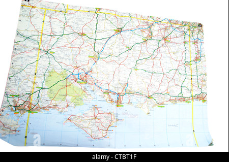 A traditional paper map (maps) of England (soon to be discontinued due to digital technology) Stock Photo