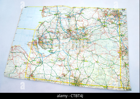 A traditional paper map (maps) of England (soon to be discontinued due to digital technology) Stock Photo