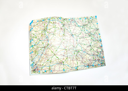 A traditional paper map (maps) of England (soon to be discontinued due to digital technology) Stock Photo