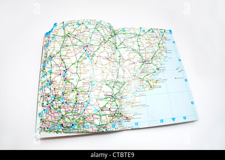 A traditional paper map (maps) of England (soon to be discontinued due to digital technology) Stock Photo