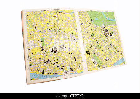 A very old traditional paper map (maps) of London (soon to be discontinued due to digital technology) Stock Photo