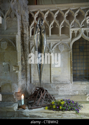 Tewkesbury Abbey 'Our Lady Queen of Peace' Stock Photo