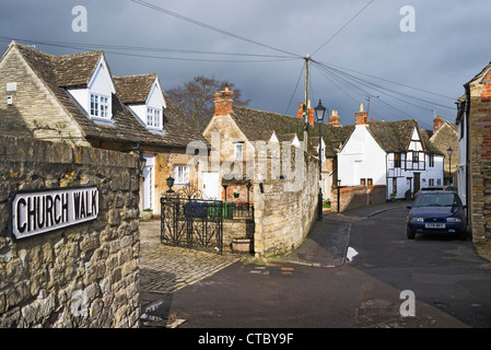 Church Walk sign and narrow street in old part of Melksham town Wiltshire England UK EU Stock Photo
