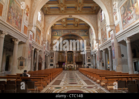 ROME - MARCH 22: Interior of basilica di Santa Prassede on March 22, 2012 in Rome. Stock Photo