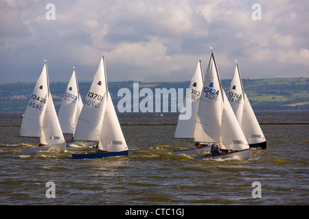 Dinghies racing on West Kirby Marine Lake, Wirral, England Stock Photo