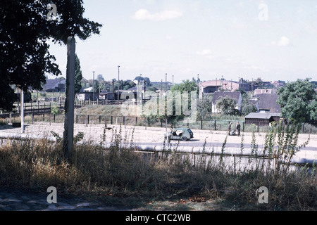 The Berlin Wall at Staaken during the cold War in 1975 Stock Photo