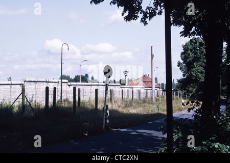 The Berlin Wall at Staaken during the cold War in 1975 Stock Photo